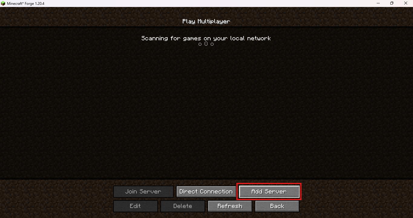Add Server Button